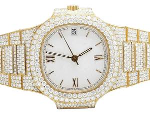 Reloj de Lujo para Hombre con Incrustaciones de Diamantes Moissanite, Estilo Hip Hop, con Movimiento de Cuarzo ETA, Correa de Acero Inoxidable, Fecha Automática - Product Image 3