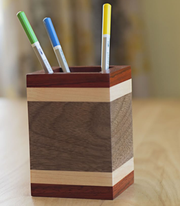 Porte-stylos en bois rectangulaire, organisateur de bureau pour la papeterie, accessoire de bureau pour le rangement des fournitures - Product Image 5