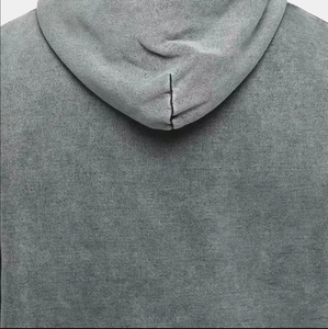 Sweat-shirt à capuche 400 g/m² sans cordon, personnalisé pour homme, effet vieilli, coupe oversize, vierge, délavé à l'acide, style vintage - Product Image 4