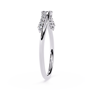 Bague de fiançailles pour femme en or blanc avec diamant taille brillant rond certifié GIA, style classique, sertie pavé - Product Image 3