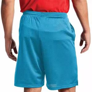 Pantalones Cortos Bermuda de Malla de Color Sólido para Hombre, Cintura Elástica, Transpirables, Casuales, Deportivos, Azules - Product Image 6