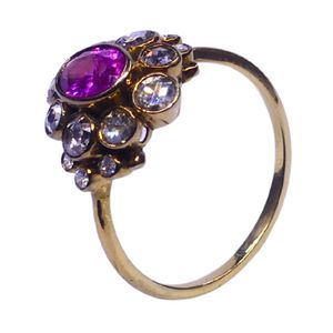 Gemvanity R991 Plaqué Or 14K Luxe Tibétain Bouddhiste Classique Sertissage Canal Taille Brillant Tourmaline Diamant Unisexe - Product Image 1
