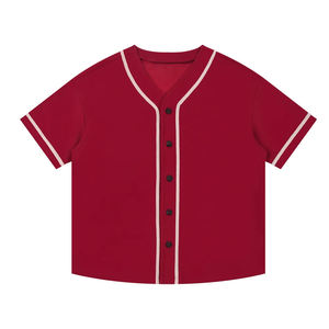 T-shirt pour homme de haute qualité, personnalisable, col en V, style maillot de baseball, avec passepoil contrastant et boutons, coupe oversize, en tissu jersey - Product Image 1