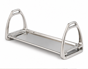 Plateau de service en métal de style mors de cheval équestre haut de gamme avec poignée, décoratif, style Mid-Century Modern, pour fruits, pour la maison - Product Image 4