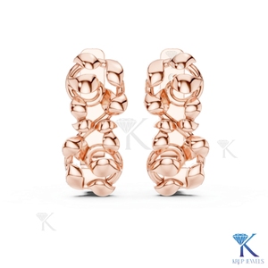 ต่างหูห่วงแบบ Huggie ลายใบไม้ดอกไม้ขัดเงาอย่างหรูหรา ทองคำแท้ 14K เครื่องประดับผู้หญิงคุณภาพสูง KRUP JEWELS - Product Image 4