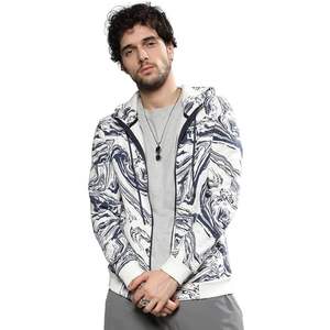 Sudadera con capucha de algodón grueso de alta calidad, personalizada, con cremallera completa, extragrande, de lujo, pesada, sin estampado. - Product Image 1