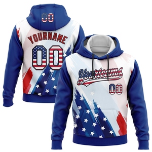 Vente en gros directe, nouvelle conception, sweat à capuche sportif personnalisé avec drapeau américain blanc cousu, noir-rouge royal, drapeau américain 3D - Product Image 1