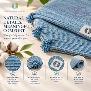 One Universe Mantra The Lotus Collection - Tapete de Yoga Azul de Algodón Antideslizante - Product Image 5