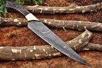 Damascus koksmes met houten handvat, ambidextrous, hoogglans afwerking, milieuvriendelijk, vintage stijl, handgemaakt, multifunctioneel voor kamperen