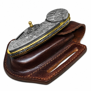 Burraq DIY OEM Custom Handmade Damascus Steel Pocket Knife Beautiful Handle Leather Sheath 8-inch <b>Clip</b> Point Blade for Outdoor - Product Image 6