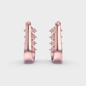Pendientes de Aro con Diamantes Cultivados en Laboratorio Certificados por IGI, Corte Baguette y Redondo, Oro Amarillo/Blanco/Rosa de 9K, Pendientes de Aro de Diamantes de Lujo - Product Image 4