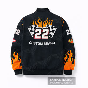 Chaqueta Varsity Personalizada Flame Racing, Chaqueta Bomber con Logotipo Personalizado, Chaqueta Vintage de Motociclismo y Streetwear - Product Image 6