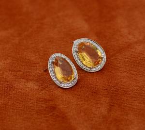 Handmade Citrine <b>Earrings</b> 925 Sterling Silver Gemstone <b>Earrings</b> With Cubic Zirconia Elegant Jewelry For Women - Product Image 1
