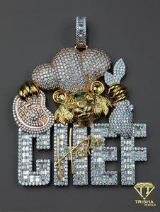Pendentif Iced Chef Hip Hop Moissanite Rhodium Certifié GIA Argent 925 Chaîne Bling Personnalisée Bijou de Luxe Unisexe Cadeau - Product Image 6