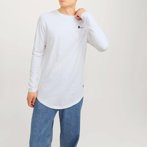 <b>Men's</b> Long Sleeve O-Neck Solid Color Cotton Bamboo Fiber Breathable Quick Dry <b>T</b>-<b>Shirt</b> Front Logo Casual Style White - Product Image 3