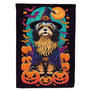 Havanese witchy ธงสวนฮาโลวีนแบบหลากสีสำหรับประดับตกแต่งลานแบนเนอร์งานศิลปะประดับสวนลายดอกไม้ - Product Image 1