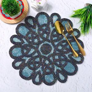 แผ่นรองจานประดับลูกปัดแบบกลมสำหรับตกแต่งห้องครัวหรูหราสำหรับรับประทานอาหารสำหรับร้านอาหารและโรงแรมทำจากผ้าโพลีเอสเตอร์ - Product Image 2