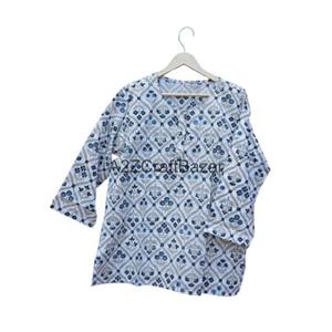 Conjunto de Pijama de Verano para Mujer, 100% Algodón, Cuello Redondo, Estampado Floral a Mano, Cintura Elástica - Product Image 2
