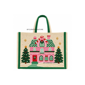 Bolsa de mano navideña personalizada con cuentas y diseño de casa de dulces bordada, moderna bolsa de mano artesanal para mujer, bolsa bordada a mano - Product Image 1