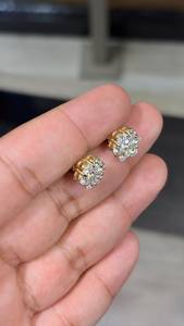 Classic Flower <b>Stud</b> <b>Earrings</b> Round Brilliant Cut Diamond Rhodium Plated 925 Silver Women's Everyday Wear - Product Image 2