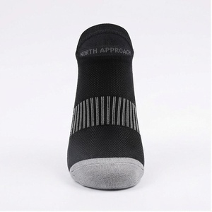 North Approach Ankle <b>Socks</b> Black Gray Striped Breathable <b>Running</b> <b>Socks</b> for Adults Summer Season - Product Image 1