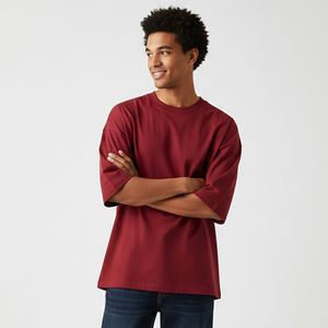 T-shirt Homme Col Rond Coupe Oversize Épaules Tombantes Léger Style Urbain Idéal Sport et Quotidien – Prix de Gros Abordable - Product Image 2