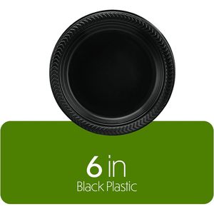 100 Assiettes à Dessert en Plastique Noir Légères de 6 Pouces, Petites et Jetables pour Fêtes et Mariages - Product Image 2