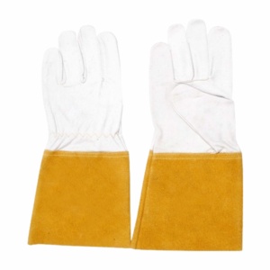 Gants de soudage TIG robustes en cuir de chèvre et croûte de cuir de vache, protection industrielle des mains, protection individuelle lisse - Product Image 1