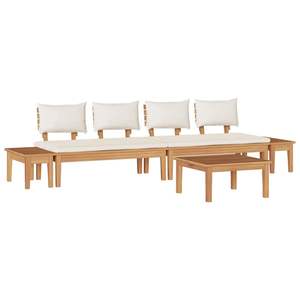 5-Piece Brown and Cream <b>Garden</b> <b>Bench</b> Set <b>with</b> <b>Cushion</b> - Product Image 2