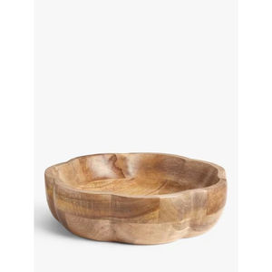 Tazón para Servir Ondulado de Madera de Mango Natural Hecho a Mano, Tazón Decorativo Rústico para Frutas y Ensaladas, Vajilla Única de Estilo Rústico para Decoración del Hogar - Product Image 1