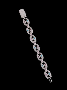Moissanite Cuban Link <b>Bracelet</b> Pink Blue Gemstone Pave Chain <b>Bracelet</b> <b>Mens</b> Womens Luxury Hip Hop Fashion Jewelry Gift - Product Image 5