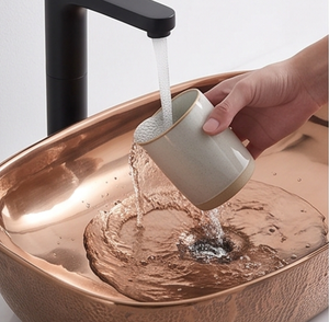 Évier ovale moderne en cuivre, lavabo en métal artisanal avec finition texturée pour salle de bain et cuisine - Product Image 4