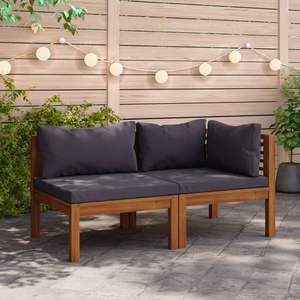Conjunto de sofás modulares de jardín de madera de acacia maciza gris oscuro - Product Image 1