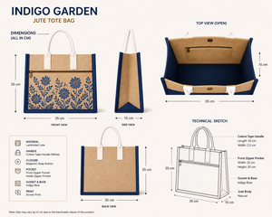 Sac fourre-tout en jute laminé personnalisé avec fermeture à bouton, écologique, réutilisable, imprimé floral, poignée en coton, pour exposition et mariage - Product Image 3