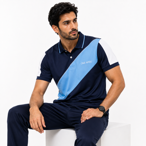 ONE APEX Men's Navy Blue <b>Polyester</b>/Cotton Performance for <b>Shirt</b> Front Logo Breathable Quick Dry Regular Fit Casual Team Uniform - Product Image 6