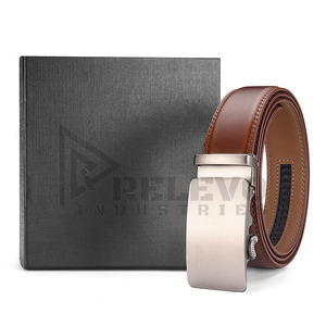 Ceinture formelle en cuir Relevo pour homme, en cuir de vachette, boucle à verrouillage automatique, boucle en acier, durable, ceintures de mode streetwear - Product Image 5
