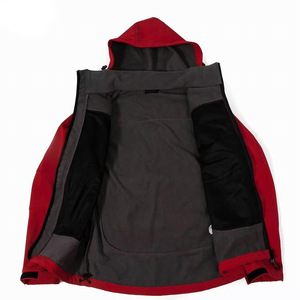 Veste softshell à capuche pour homme, color block, doublée polaire, imperméable, coupe-vent, pour l'extérieur, rouge, noir, vert, personnalisable OEM - Product Image 3