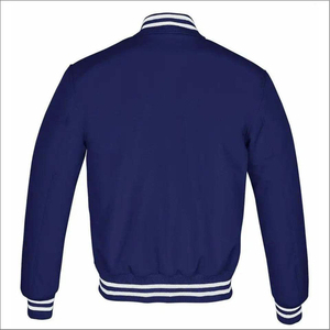 Veste de style universitaire bleu marine pour homme, avec bordure côtelée rayée blanche, fermeture à boutons pression, légère, décontractée, vêtement d'extérieur urbain, tendance - Product Image 4