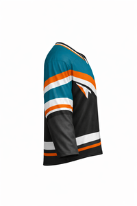 Maillot de hockey sur glace pour homme à col en V et manches trois quarts, design rayé, en polyester respirant, coupe régulière pour adulte - Product Image 1