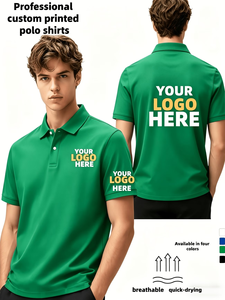 Custom Printed Men's Polo Shirt Green Breathable Quick Dry Work Fashion <b>Uniform</b> Screen Printing Oem Service Polyester Oeko-Tex - Product Image 2