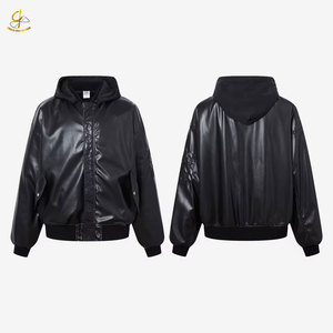Veste à capuche en cuir noir pour femme, cuir souple, nouvelle mode pour la collection automne-hiver - Product Image 1