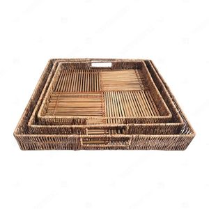 Organisateur de table de salon THE PARALLEL en bambou et jute, plateau de rangement et d'organisation - Product Image 3