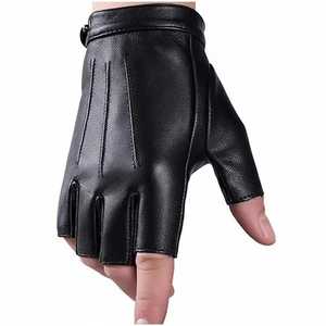 Guantes de Carreras de Cuero Negro con Protección para los Nudillos, Correa de Muñeca Ajustable, Guantes de Carreras de Cuero Genuino Negro con Protección Completa para los Dedos - Product Image 2