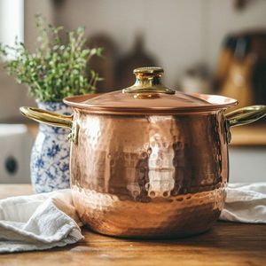 Pure <b>Copper</b> Handmade Decorative Uruli Bowl Hammered Finish with Ring Handles Serving Bowl for Dining Table Centerpiece Decor - Product Image 5