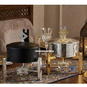 หม้ออุ่นอาหารสแตนเลสสำหรับงานแต่งงาน บุฟเฟ่ต์ ดีไซน์สั่งทำได้ รูปทรงสี่เหลี่ยมหรูหรา หม้อไฟโลหะแบบใหม่ - Product Image 4