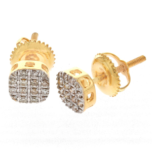 Boucles d'oreilles clous en or jaune 10 carats avec diamants naturels ronds de 0,14 ct, bijoux fins pour femmes - Product Image 2