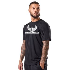 Camiseta Deportiva Negra para Hombre, Manga Corta, Transpirable, Ligera, para Gimnasio, Entrenamiento, Running, Fitness, Cuello Redondo - Product Image 1