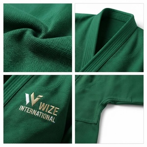 Kimono de BJJ WIZE INTERNATIONAL vert 100% coton, coupe classique, uniforme d'arts martiaux pour enfants, logo sur la manche gauche - Product Image 5