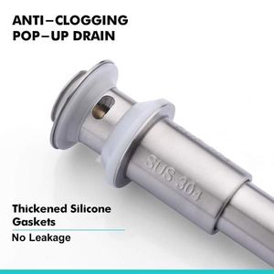 Bonde de vidange escamotable de 1,75 pouce pour lavabos de salle de bain, en acier inoxydable, avec protection anti-colmatage pour éviers de vanité et de lavabo sur colonne, siphon de plomberie - Product Image 5