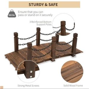 Ponte da Giardino in Legno con Finitura Arcuata e Ringhiere in Catena Metallica per Allestimenti Esterni Stagionali - Product Image 5